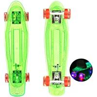 WeSkate Mini Cruiser monopatín completo de 55 cm con ruedas LED para niños- niñas y niños adultos principiantes